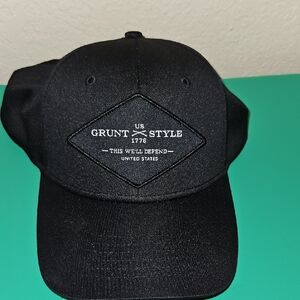 Grunt Style Black Cap with Embroidered Patch 100% Polyester
